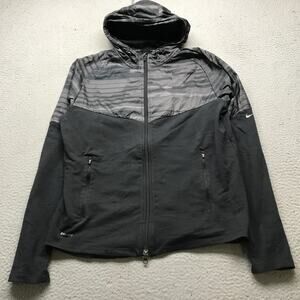 Nike 585904-012 Dri Fit Windrunner Windbreaker Jacket Hoodie Mens Large Black